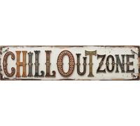 WSUPBPR Chill Out Zone Metal Sign 4x16in Relaxation Plaque for Patio Wall Decor Leisure Gift