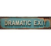 WSUPBPR Dramatic Exit Metal Sign 4x16in Theatrical Plaque for Drama Room Wall Decor Performance Gift