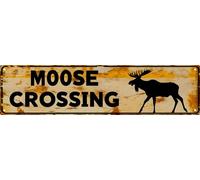 Wsupbpr Funny Metal Sign Decor Moose Crossing Road Signs Warning Sign Outdoors Wall Fence Forest Decor Coffee Bar Art 4×16 Inch