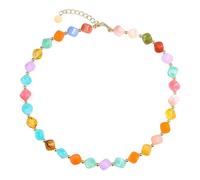 WSupikio Trendy Colorful Beaded Choker Necklace for Women Fashion Multicolor Large Resin Beads Necklace Boho Statement Choker Necklaces Handmade Summer Jewelry