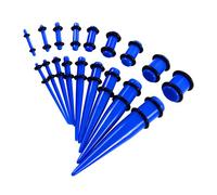 Wswqop 18-piece Ear Piercing Stretching Set with Tunnels, Expanders, Tunnel Plugs, and Stretchers Made of Acrylic for Comfortable Ear Stretching, Ideal As A, Blue