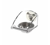 Wswqop Acrylic Bird Feeder Bird Seed Cup Dispenser Bowl With Textured Perch And Water Guard Cage Mounted Clear Acrylic Frame Screw On Mount Suitable for parakeets cockatiels apartment cages, S