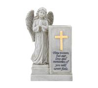 Wswqop Angel Statue, Grave Flower Vase in The Shape of A Scripture Book with Drainage Hole, Cemetery Decor, Decoration for Tombstone