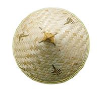Wswqop Bamboo Woven Hat Hard Hat Drawing Hat Craft Chinese Hat for Adults Summer, 14in Leaf pattern