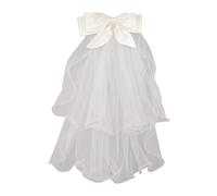 Wswqop Bride Hair Clip Tulle Bridal Hairband Bow Hair Accessory with Comfortable Clip and Elegant Drape Suitable for Proposal Moments, No Bead