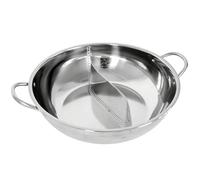Wswqop Compartment Cookware Hot Pot Soup Pot Stew Pot with S Shaped Divider in Strong Stainless Steel for Two Bases Even Heating on Induction and Gas, 28CM, Dual Flavor