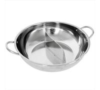 Wswqop Compartment Cookware Hot Pot Soup Pot Stew Pot with S Shaped Divider in Strong Stainless Steel for Two Bases Even Heating on Induction and Gas, 34CM, Dual Flavor