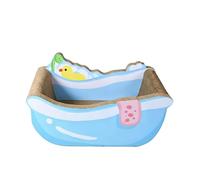 Wswqop Corrugated Cat Scratcher Bathtub Scratching Board Lounger Bed Sturdy 6 Layer Cardboard With Cozy Contoured Resting Surface suitable for kittens large cats living room, Blue, Medium A