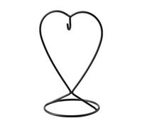 Wswqop Decorative Hanging Holder Ornament Stand Hook Display Rack Heart Shape Iron Wire With Stable Round Base For Home Styling Craft Booth Retail Showcases Holiday Decor , Black