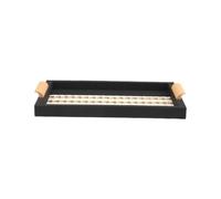 Wswqop Decorative Tray Rectangular Serving Tray Display Tray Organizer With Patterned Base And Comfortable Wood Handles Suitable for entertaining at home tea