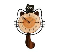 Wswqop Decorative Wall Clock with Hanging Tail | Rustic Wood-Grain Face, Creative, Wall Clock with Swinging Tail, for Farmhouse