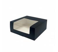 Wswqop Display Hat Container Storage Case Display Box with Clear Window Paperboard Material Foldable Tuck Flap Dust Protection Suitable for Home Organization Retail Presentation, Black, Small