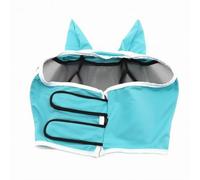 Wswqop Equine Headgear Horse Fly Mesh Face Cover Ear Coverage Eye Opening Breathable Soft Bound Edges Easy Closure Suitable for Stable Riding Turnout, Blue, L
