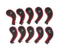 Wswqop Golf Club Cover Golf Iron Cover Set Headcover Sleeve Sock With Zipper Closure Numbered Labels Neoprene Protection Suitable for golfers on the course travel storage, Red