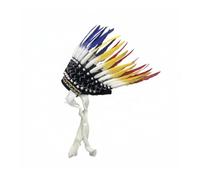 Wswqop Indian Ceremonial Headdress Synthetic Feathers Hair Accessory Band Polyester Material Suitable for Carnival Party Decoration, Red Yellow Blue