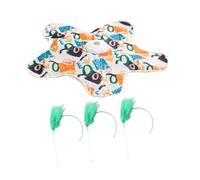 Wswqop Interactive Cat Toy with Builtin Feather Teaser And Various Game Modes. An Electronic Game for Kittens, Made of Material, Graffiti