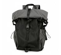 Wswqop Men Travel Pack Personal Bag Backpack Rucksack Expandable Fold-Over Top Nylon Water-Resistant Multiple Functions Suitable for Outdoor Adventures, Array, Dark Grey, 20-35L