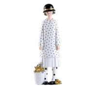 Wswqop Modern Girl Statue with Base | Dot Dress Design, Hand-Painted, for Home Decor, White, Basket