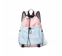 Wswqop Outdoor Activity Carrier Drawstring Backpack Mesh Athletic Backpack Nylon Construction With Organized Pocket And suitable for gym coaching park, Multicolor, Blue Pink, L