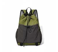 Wswqop Outdoor Activity Carrier Drawstring Backpack Mesh Athletic Backpack Nylon Construction With Organized Pocket And suitable for gym coaching park, Green, Army Green, L