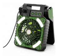 Wswqop Outdoor Portable Light Camping Fan Lantern With Solar Charging Cordless Carry Handle Rear Polysilicon Housing suitable for tent floors picnic tables tailgate use emergencies, Army Green