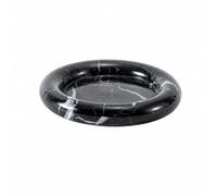Wswqop Round Marble Tray Elegant Marble Tray with Raised Sturdy for Fruit Serving, Black, 17CM