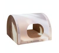 Wswqop Scratcher House Tunnel Hideaway Sturdy Cardboard Corrugated Paper Surface With Semi Transparent PP Panel Redirects Scratching From Furniture