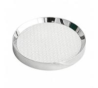 Wswqop Stainless Steel Round Serving Tray Rust Resistant Stainless Steel Tray with Raised edge Elegant Mirrored Finish Circular Platter for Study, Showroom, 28cm