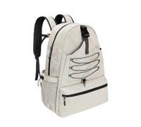 Wswqop Training Racket Case Pickleball Backpack Badminton Backpack with Dedicated Shoe Section Oxford Polyester Cushioned Straps Organized Storage Suitable, Array, Beige, L