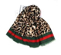 wsxcfyjh Scarf Fashion Leopard Print Scarf Women With Red Green Fringe Wraps And Shawls For Ladies One Size Green