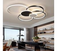 WSXEDC Dimmable LED 6 Ring Living Room Light LED Ceiling Light Modern Black-White Creative Ceiling Lighting Interior Ceiling Spots Eye Care for Bedroom Office Dining Room Youth Room L80cm 71W