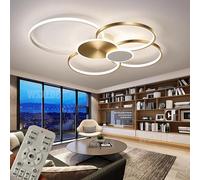 WSXEDC Dimmable LED 6 Ring Living Room Light LED Ceiling Light Modern White Gold Creative Ceiling Lighting Interior Ceiling Spots Eye Care for Bedroom Office Dining Room Youth Room L100cm 93W