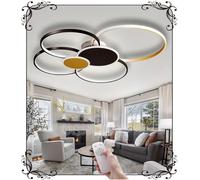 WSXEDC L100cm Dimmable LED Ceiling Lamp Creative 6-Ring Black*Gold Living Room Lamp 95W Modern Led Ceiling Light Designer Lighting Bedroom Amazon Lamps Office Kitchen Ceiling Lighting