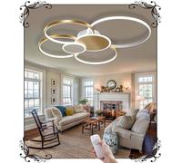WSXEDC L100cm Dimmable LED Ceiling Lamp Creative 6-Ring Gold*White Living Room Lamp 95W Modern Led Ceiling Light Designer Lighting Bedroom Amazon Lamps Office Kitchen Ceiling Lighting
