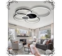 WSXEDC L80cm Dimmable LED Ceiling Lamp Creative 6-Ring Black*White Living Room Lamp 75W Modern Led Ceiling Light Designer Lighting Bedroom Amazon Lamps Office Kitchen Ceiling Lighting