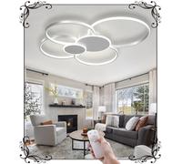 WSXEDC L80cm Dimmable LED Ceiling Lamp Creative 6-Ring White Living Room Lamp 75W Modern Led Ceiling Light Designer Lighting Bedroom Amazon Lamps Office Kitchen Ceiling Lighting