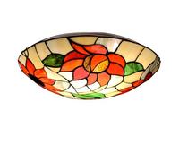WSXEDC Tiffany Style Ceiling Light Stained Glass Ceiling Lamp Flush Mount Ceiling Lighting E26 E27 Vintage Fixture Lamps 20 Inch