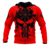WSXJJ 3D Printing Viking Odin Tattoo Sweatshirt for Men, Norse Graffiti Hoodie Long Sleeve Pullover Casual Jacket,Vegvisir Zip,4XL