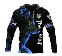 WSXJJ 3D Viking Odin Tattoo Hoodie Long Sleeve Sweatshirt, Nordic Men's Casual Pullover Jacket Scandinavian Clothing,Fenrir Wolf Hoodie,5XL