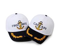 WSXQAZ Captain Hat Sailor Baseball Cap, Sailor Ship Boat Baseball Caps | Adjustable Captain & FirstMate Sun Cap with Gold Embroidery Anchor for Adult Unisex Cosplay Navy Marine Admiral Costume Party