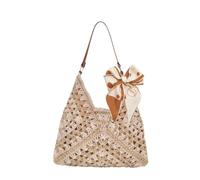 WSXQAZ Straw Beach Bag for Women, Straw Shoulder Wave Bag Summer Tote Bags | Large Weave Handbags for Women, Casual Woven Travel Holiday Beach Bags for Vacation Outdoor Shopping Daily Use