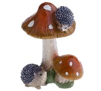 WSYJWEX Mushroom Ornament with Hedgehog Mini DIY Cute Resin Realistic Mushroom Figurine 2.8x2.8x3.5in Decor for Garden Bonsai Microlandscape, Brown Decor