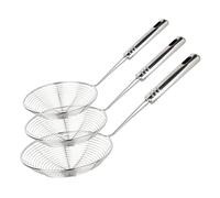 WSYJWEX Stainless Steel Spider Strainer Kitchen Skimmer Spoon for Frying Solid Wire Asian Strainer with Handle for Pasta & Noodles (Set of 3, Dia.4.33''/5.12''/5.91'') pasta