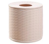 WSYJWEX Toilet Paper Cover, Round Imitation Rattan Tissue Box Plastic Waterproof Toilet Paper Roll Cover Storage Single Roll and Tissues for Bathroom Dinner Table, Kitchen