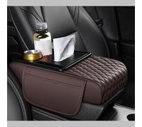 WSYLJX Car Armrest Cushion for Ford Escape Escape PHEV Evos Excursion Expedition, Leather Car Center Console Cushion Pad with Sided Pockets Car Interior Accessories,Coffee