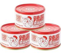 WSYLS Mushroom Sauce Spicy Delicious Soy Sauce Selected Bamboo Shoots Kimchi Hot Pot Dipping Vegetable Sauce Healthy Food (chili Flavor, 3 Cans)