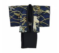 Wsymxuo Japanese -Style Doll Outfit Patterned Woven Material Doll Kimono Black Trim Wide Sleeve Wrap Outfit , Flying Bird Kimono