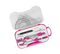 Wsymxuo Math Geometry Kit, Geometry Precision Tool Includes Ruler, Triangles, Eraser, Pencil, Refills, Pencil for Drafting and Drawings, Pink