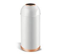 Wsymxuo Open Top Trash Can Modern Cylindrical Waste Bin Contemporary Arched-Domed Lid Bin for Corridors, White With Rose Gold Trim, 25L White Rose Gold Trim 260 660MM
