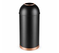 Wsymxuo Open Top Trash Can Modern Cylindrical Waste Bin Contemporary Arched-Domed Lid Bin for Corridors, Black With Rose Gold Trim, 25L Black Rose Gold Trim 260 660MM